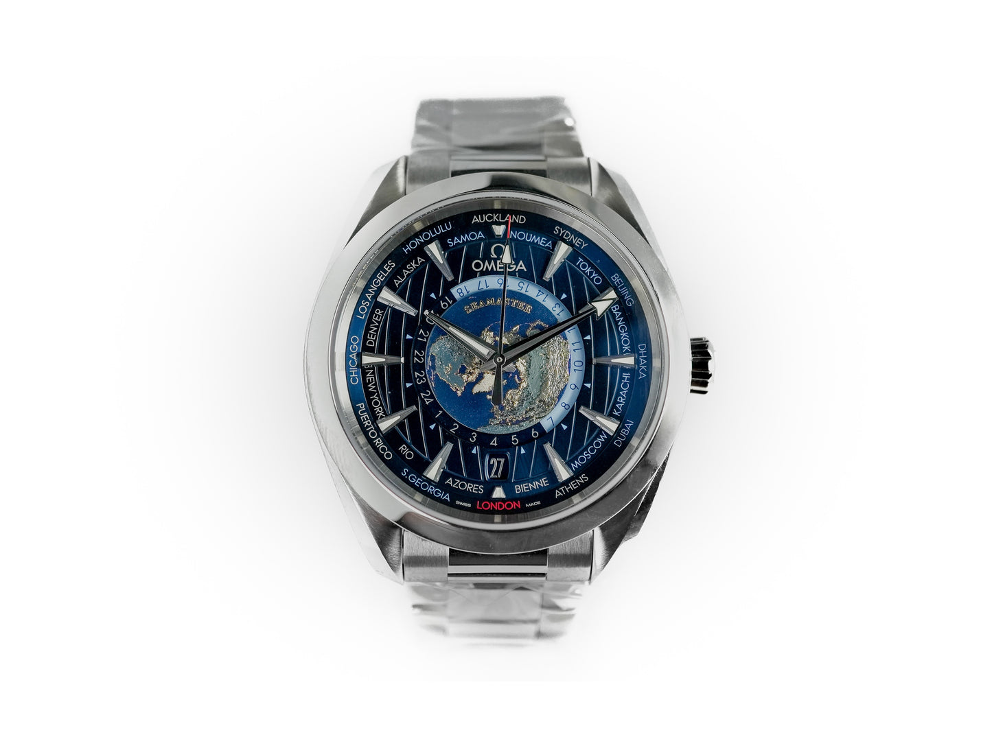 Omega Seamaster Worldtimer Aqua Terra GMT 150M Co Axial Blue 43mm 220.10.43.22.03.001