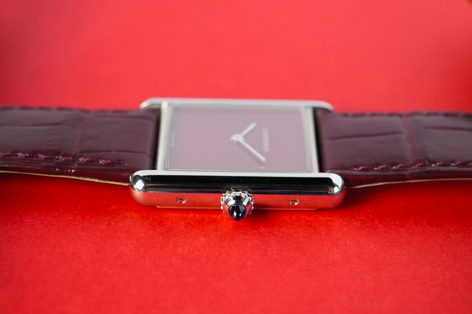 Cartier Tank Must De Burgundy Red Quartz WSTA0054 - Side View