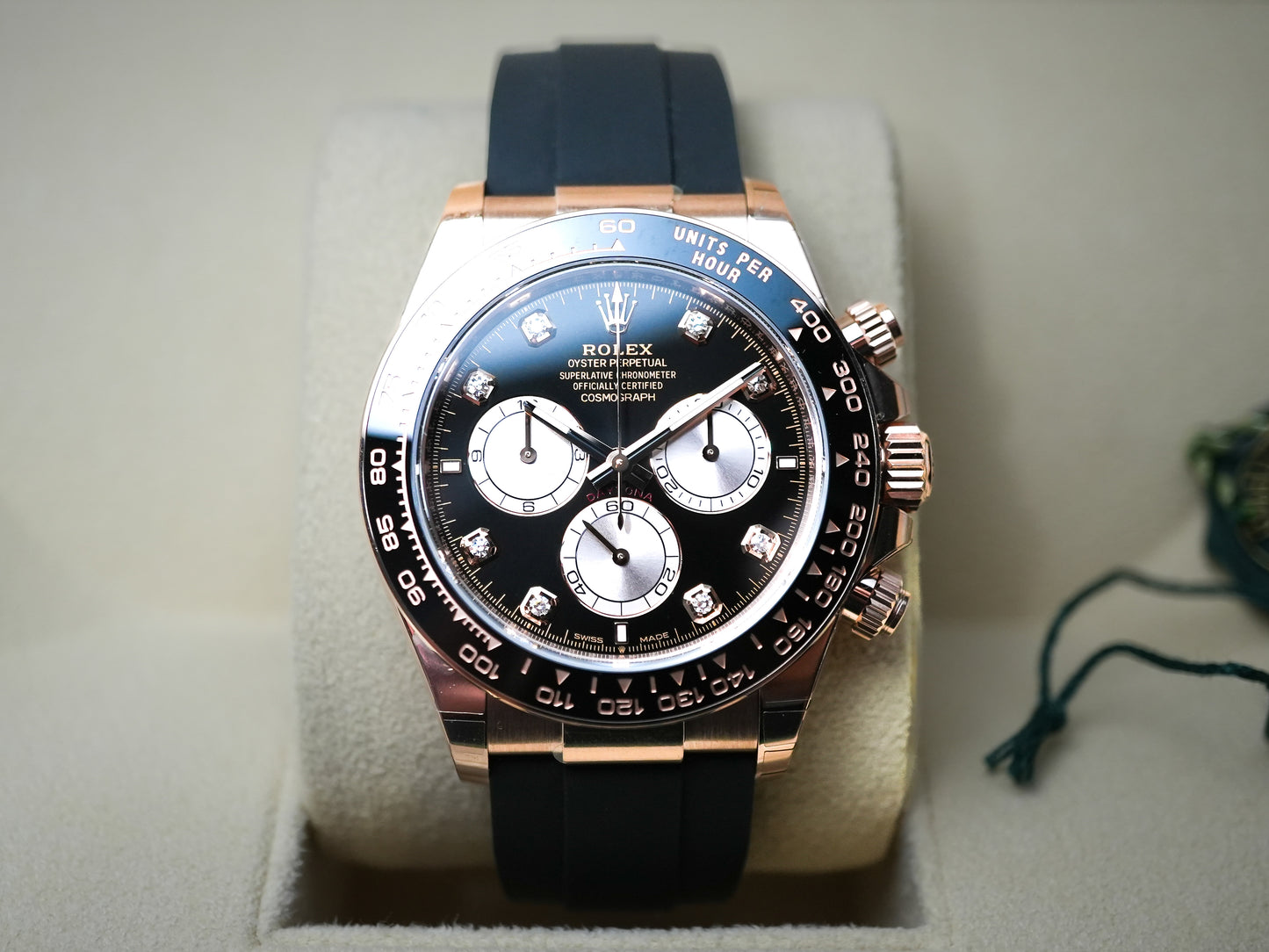 Rolex Daytona Cosmograph 8 Point Diamond Index Oysterflex in 18K Rose Gold 126515LN 126515