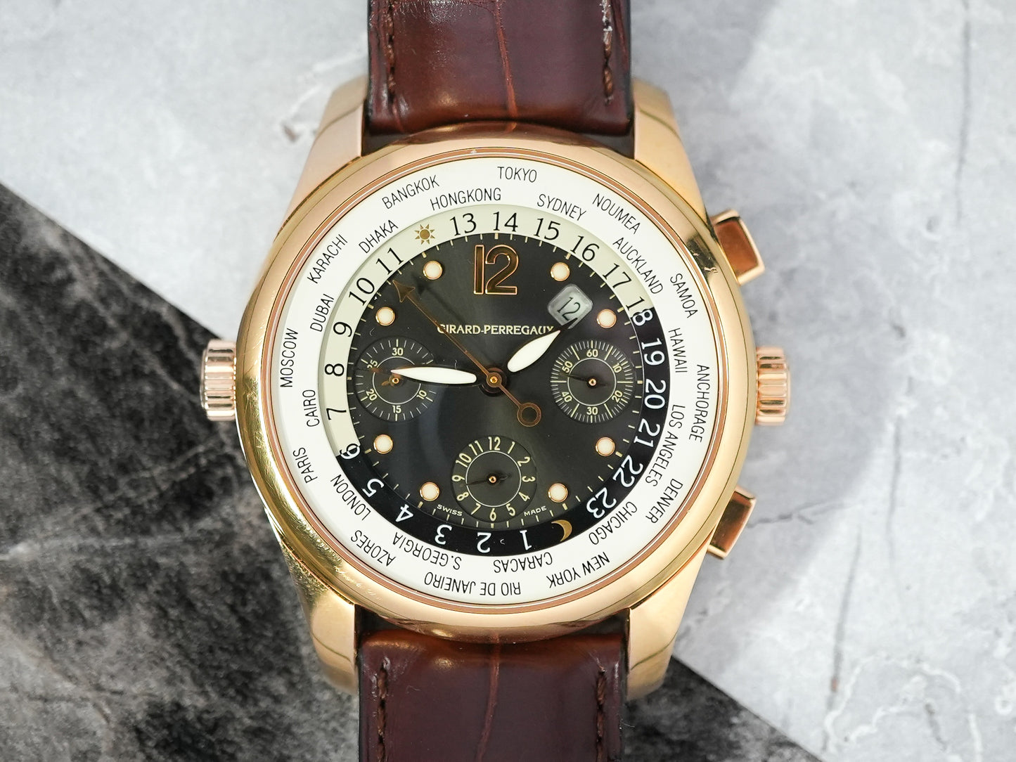 Girard Perregaux WW.TC Worldtimer Chronograph in 18K Yellow Gold 49800