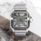 Cartier Santos De LM Large Grey Dial Automatic ADLC Bezel 39.8mm WSSA0037