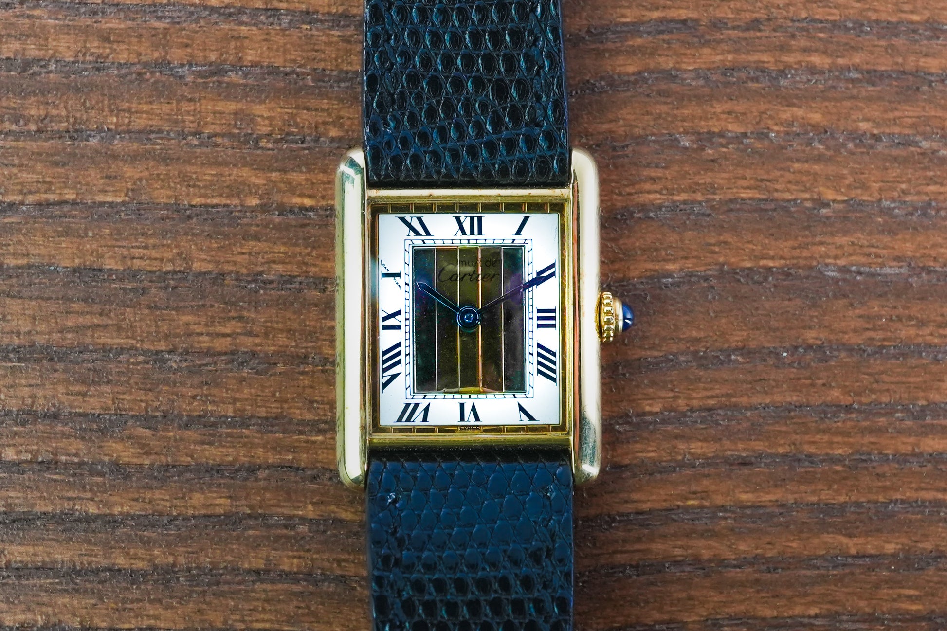 Cartier Must De Tank Vermeil Quartz SM Three Color Roman Index - Front View