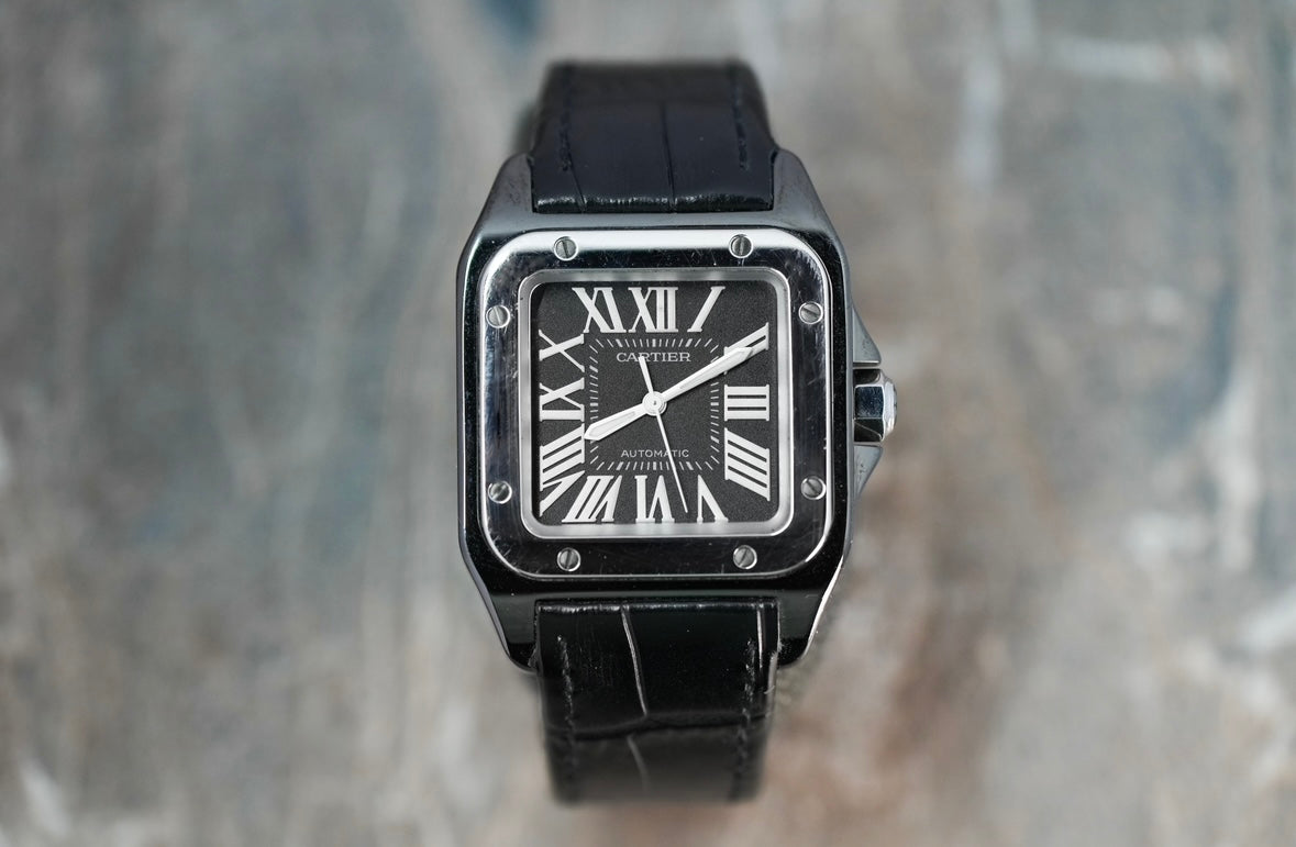 Cartier Santos Medium 100 Black DLC 2878 W2020008