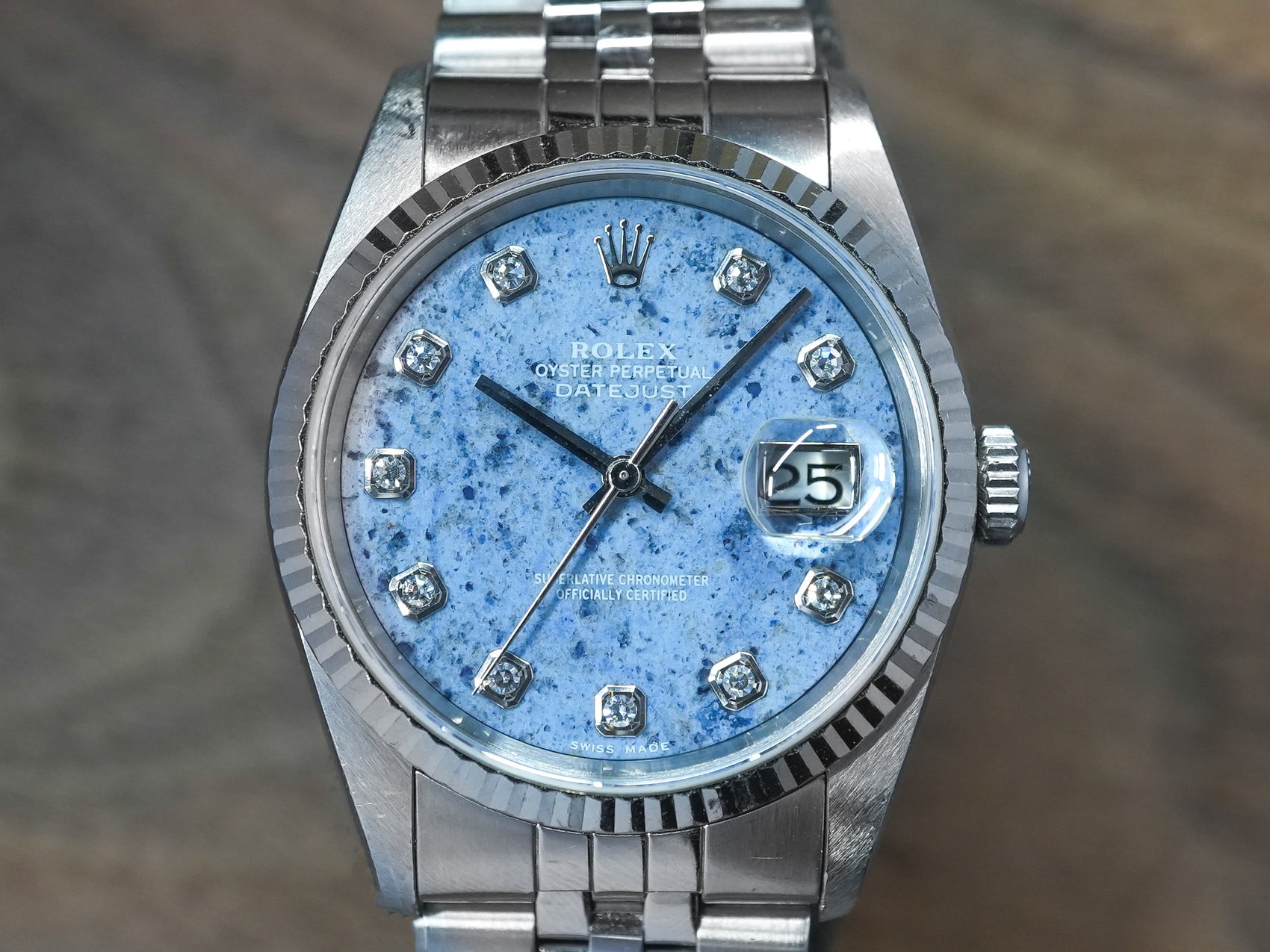 Rolex Datejust 36mm Sodalite Dial 10 Point Diamond Index 116234