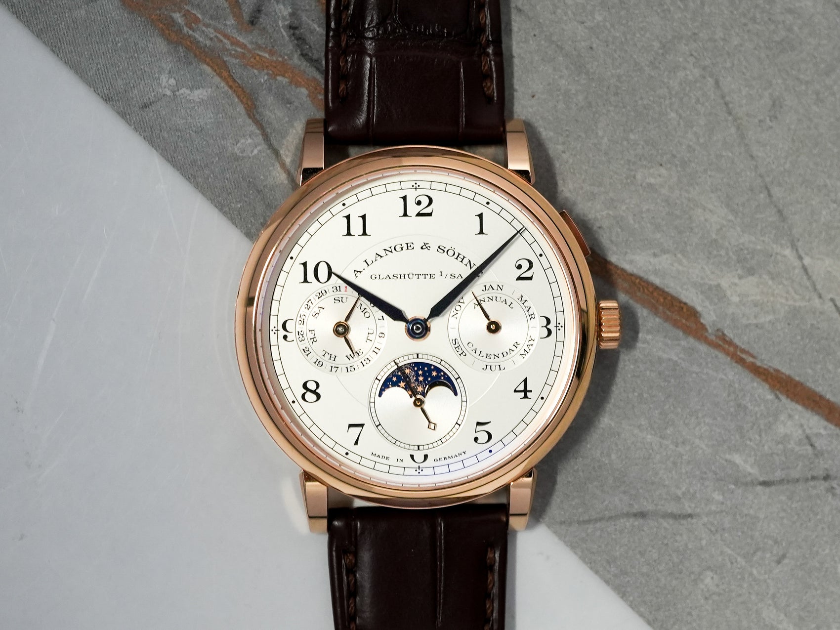 A. Lange & Sohne 1815 Annual Calender Moonphase in 18K Rose Gold 238.032