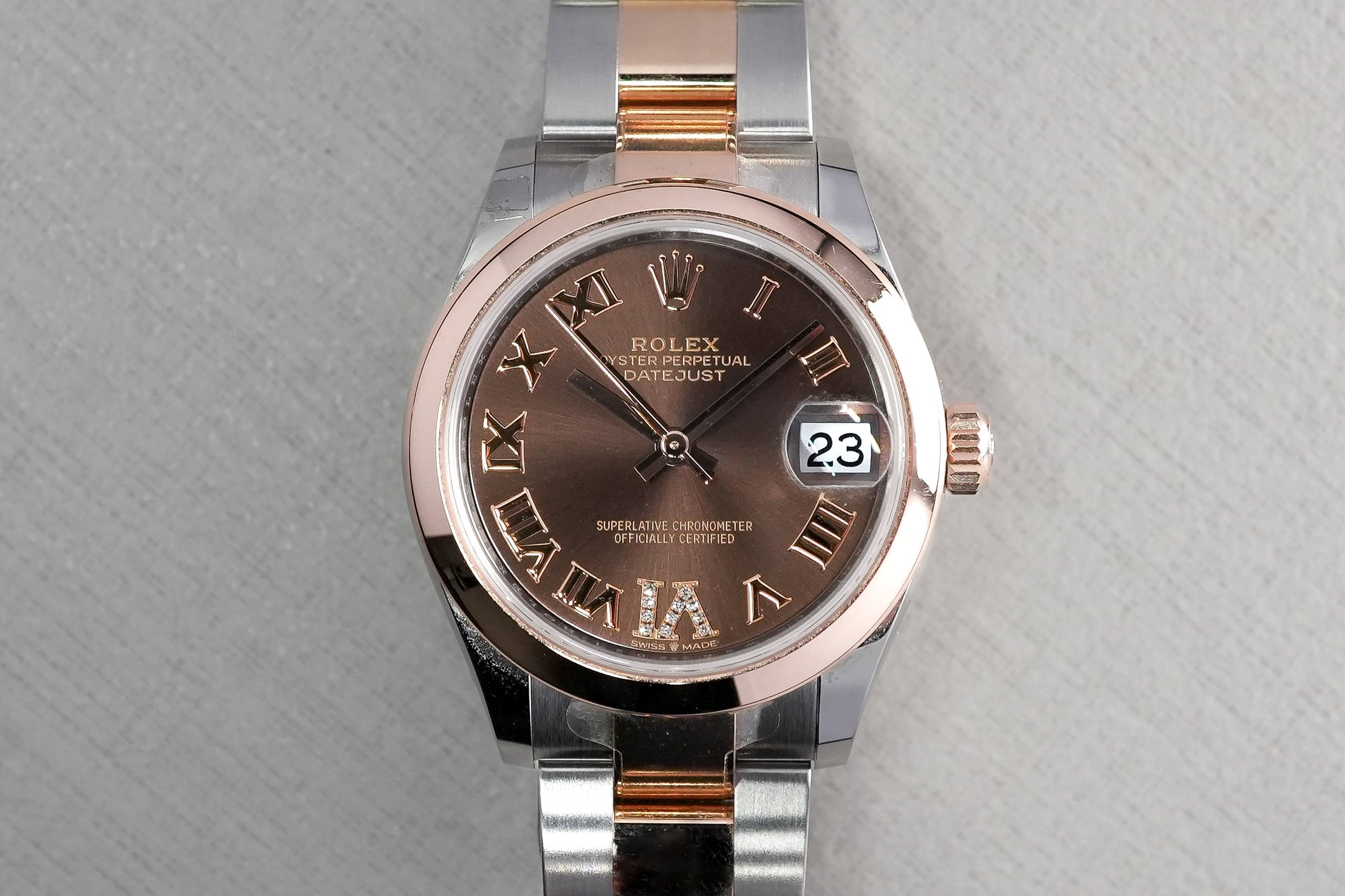 Rolex Datejust 31 Oyster Perpetual in 18k Two Tone Rose Gold 278241 - Front View