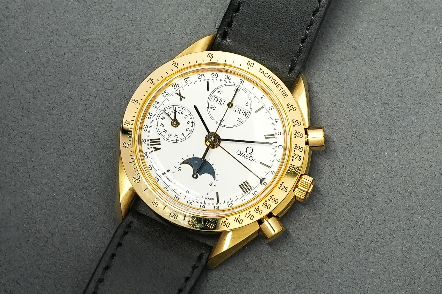 Omega Speedmaster Moonwatch Professional Moonphase Triple Date in 18k Solid Yellow Gold 175.0034