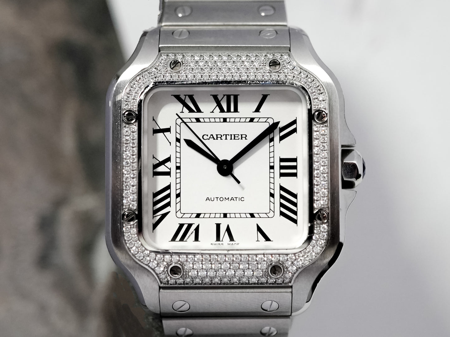 Cartier Santos Medium Factory Diamond 35mm W4SA0005