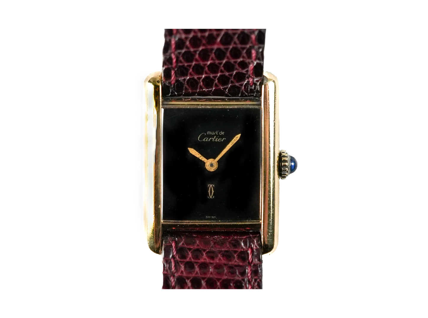 Cartier Must De Tank Vermeil Onyx 590005 - Front View