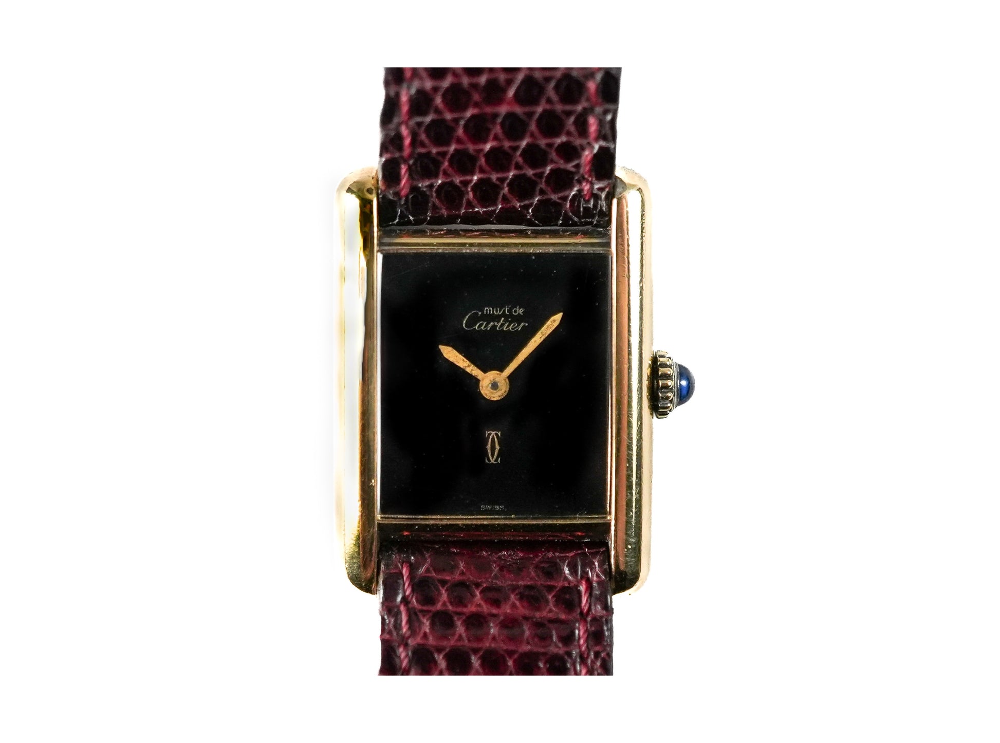 Cartier Must De Tank Vermeil Onyx 590005 - Front View