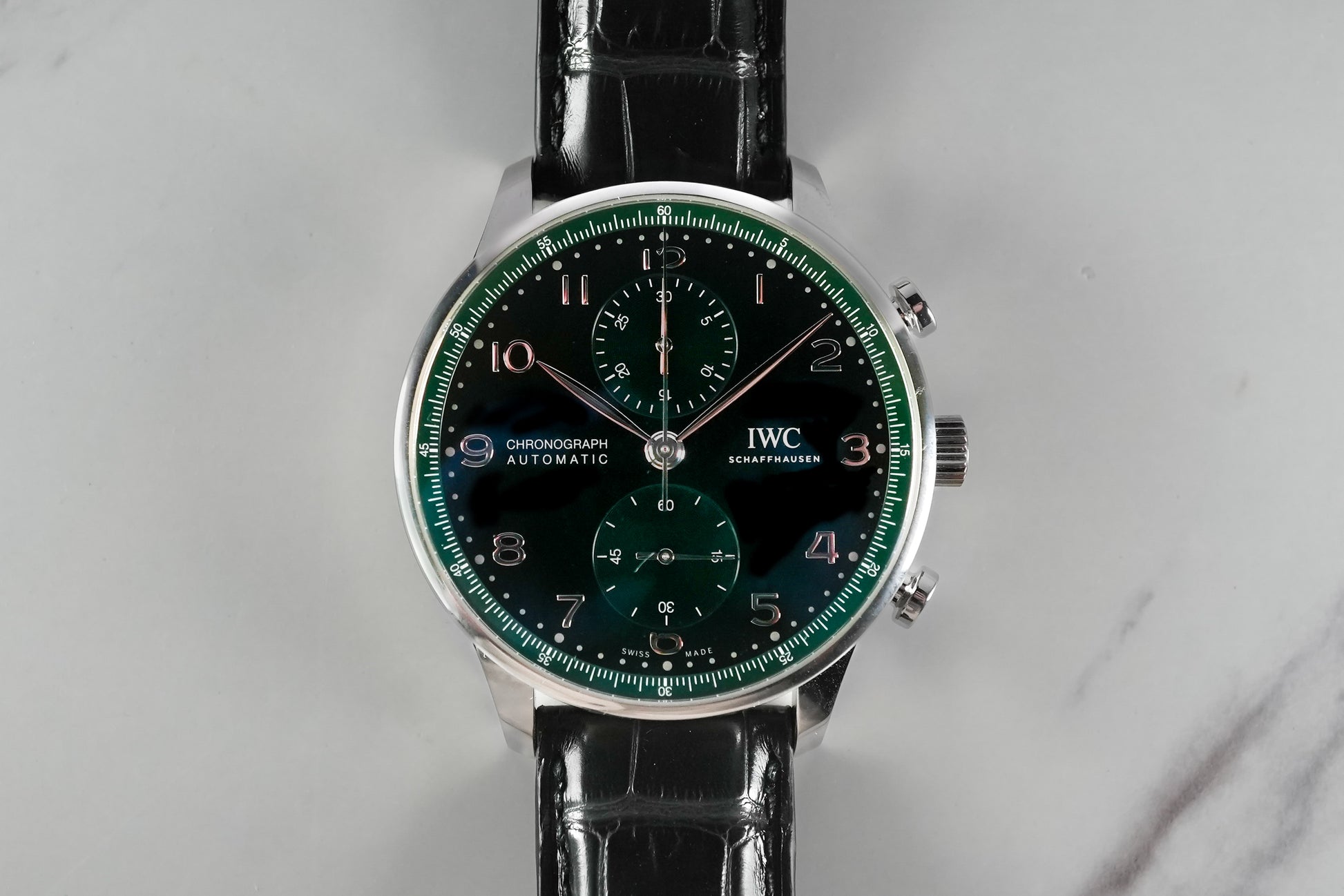 IWC Portuguese Chronograph Green IW371615 - Front View