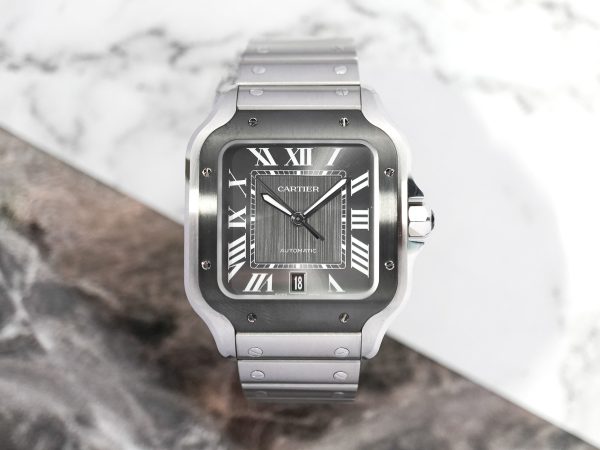 Cartier Santos De LM Large Grey Dial Automatic ADLC Bezel 39.8mm WSSA0037